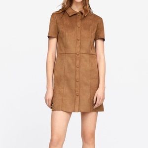 🤍 Zara Faux Suede / Velvet Button-Up Dress, size large